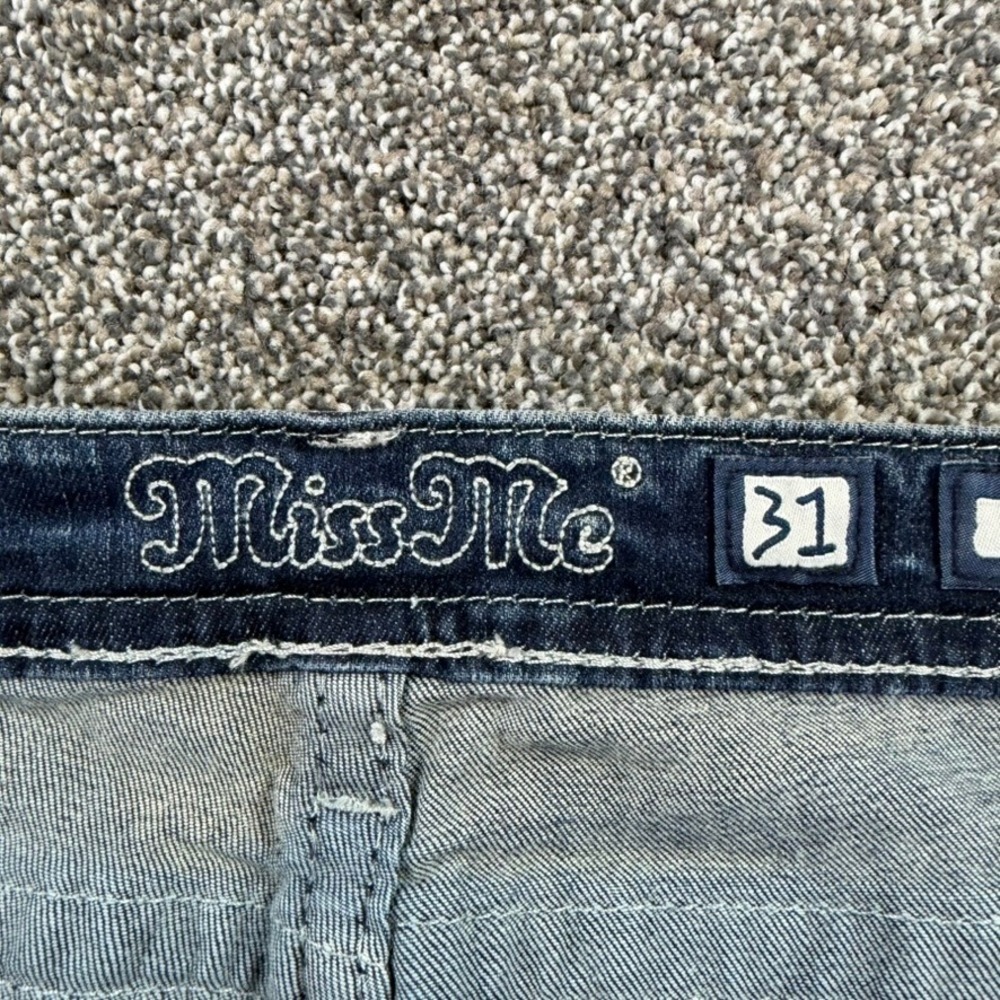 Miss Me Skinny Jeans Womens 31 Angel Wing Embroidered Back Pocket Dark Wash - Picture 6 of 15